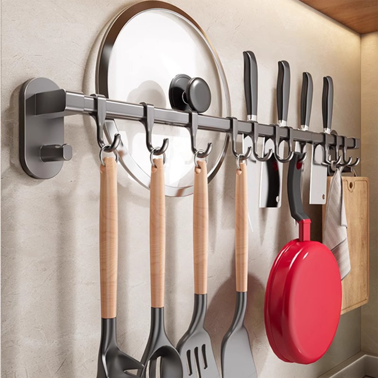 Black Steel-made Kitchen Utensil Rack Organizer Wall... Black Steel-made Kitchen Utensil Rack Organizer Wall...