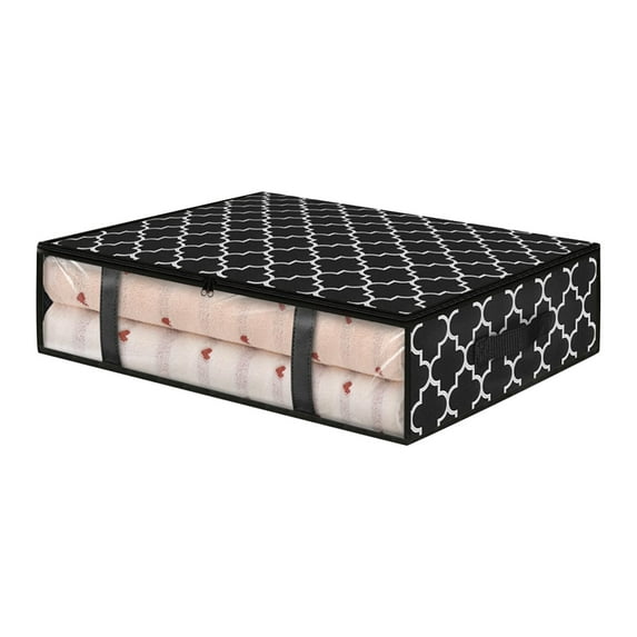 1 Pack Storage Bins Clothes Storage Foldable Blanket Storage Bags Under Bed Storage Containers For Organizing Clothing Bedroom Comforter Closet Dorm Quilts Organizer Black PZ1373