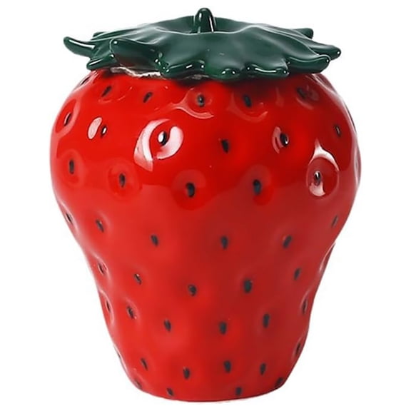 1 Pack Strawberry Storage Jars, Ceramic Cookie Containers with Airtight Lids, Cute Sugar Canisters Set, Candy and Coffee Bean Jar for Flour Nut Tea Spices Grains, Kitchen Farmhouse Decor