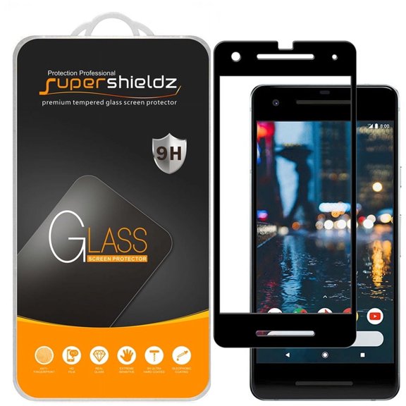 Supershieldz Designed for Google Pixel 2 Tempered Glass Screen Protector, Anti Scratch, Bubble Free (Black)