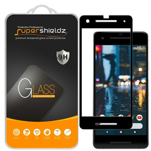(1-Pack) Supershieldz Designed for Google Pixel 2 [Full Screen Coverage] Tempered Glass Screen Protector, Anti-Scratch, Anti-Fingerprint, Bubble Free (Black Frame)
