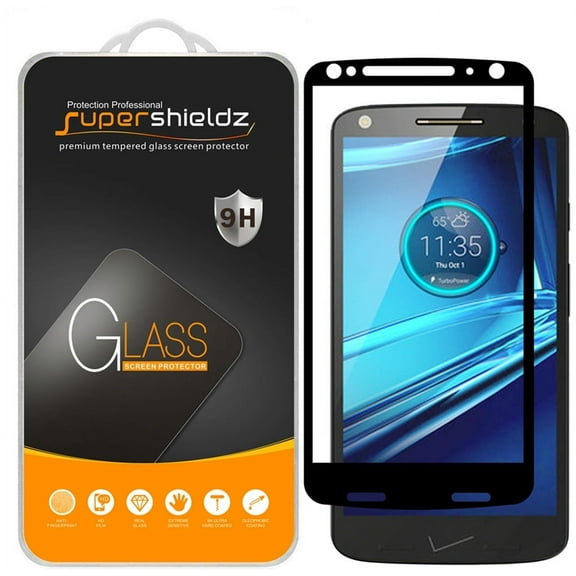 (1-Pack) Supershieldz Designed for Motorola Droid Turbo 2 [Full Screen Coverage] Tempered Glass Screen Protector, Anti-Scratch, Anti-Fingerprint, Bubble Free (Black Frame)