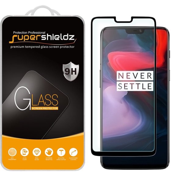 Supershieldz Designed for OnePlus 6 Tempered Glass Screen Protector, Anti Scratch, Bubble Free (Black)
