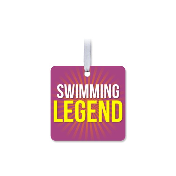 1 Pack - Swimming Legend Fanatic Aluminum Christmas Ornament - 3 Inch Square