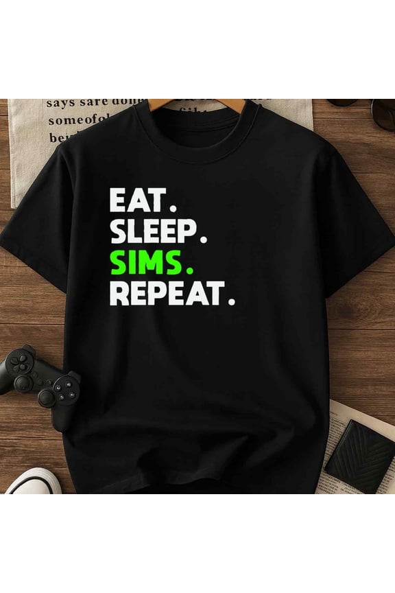 1 Pack T-Shirt for Men Casual Short Sleeve Round Neck Print - Men's Sims Video Game Inspired T Sleep Repeat Neon Green Print