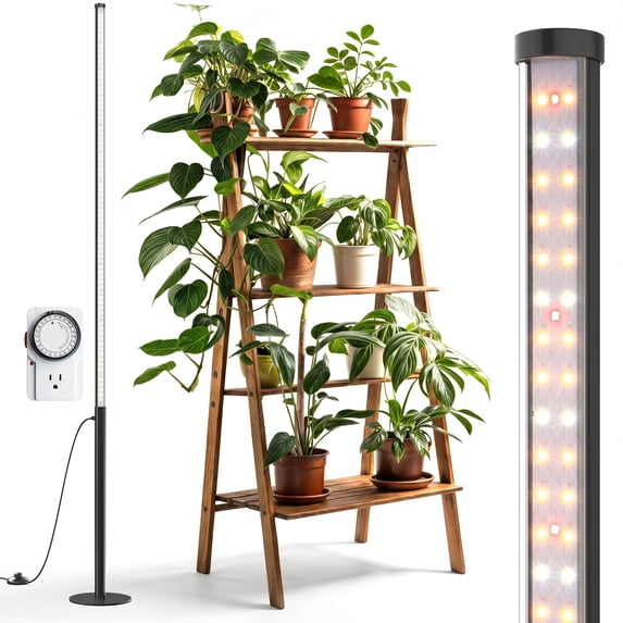 1 Pack T10 Standing Grow Light with Timer, 42W Full Spectrum, 169 LEDs ...