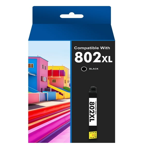 (1-Pack T802XL, Black) 802 802xl Ink Cartridge Compatible for Epson ink 802 XL 802XL Workforce Pro WF-4730 WF-4720 WF-4734 Printer