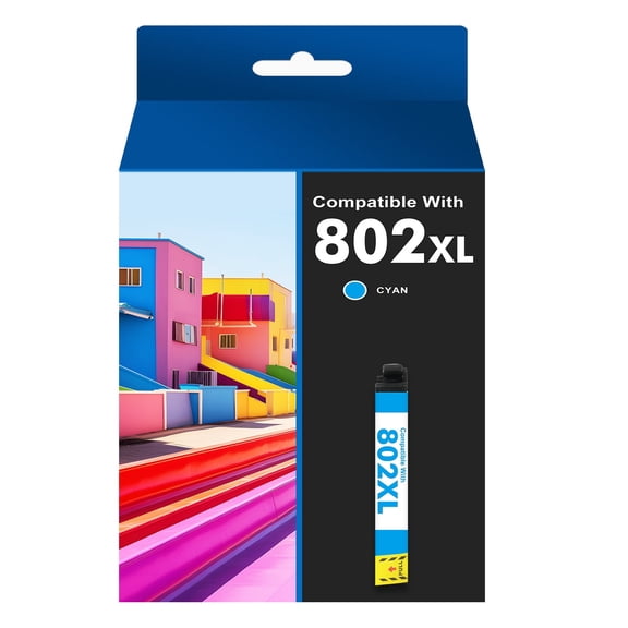 (1-Pack T802XL, Cyan) 802 802xl Ink Cartridge Compatible for Epson ink 802 XL 802XL Workforce Pro WF-4730 WF-4720 WF-4734 Printer