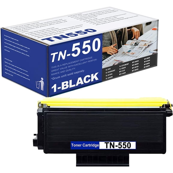 1 Pack TN-550 Black Toner Cartridge Replacement for Brother DCP-8060 8065DN 8080DN 8085DN Printer