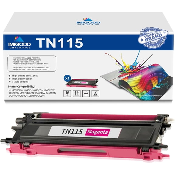 1-Pack TN115 Magenta Toner Cartridge Replacement for Brother High Capacity 5,000 Pages with HL-4070CDW 4040CN 4040CDN 4040CDW 4050CDN MFC-9440CN 9840CDW 9450CDN DCP-9040CN 9045CDN 9042CDN Printer