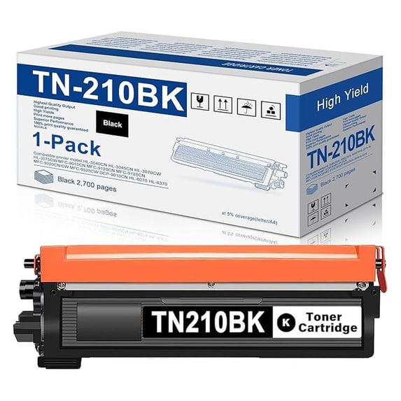 1-Pack TN210BK TN-210BK Black Toner Cartridge Compatible Replacement for TN210 toner for HL-3040CN HL-3045CN HL-3070CW MFC-9120CN MFC-9125CN Printer Toner