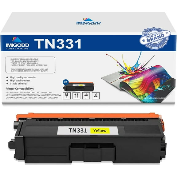 1-Pack TN331 Yellow Toner Cartridge Replacement for Brother 2,000 Pages with HL-L8250CDN L8350CDW/CDWT L9200CDW/CDWT MFC-L8600CDW 9460CDN L8850CDW L8650CDW L9550CDW DCP-9050CDN 9055CDN 9270CDN Printe