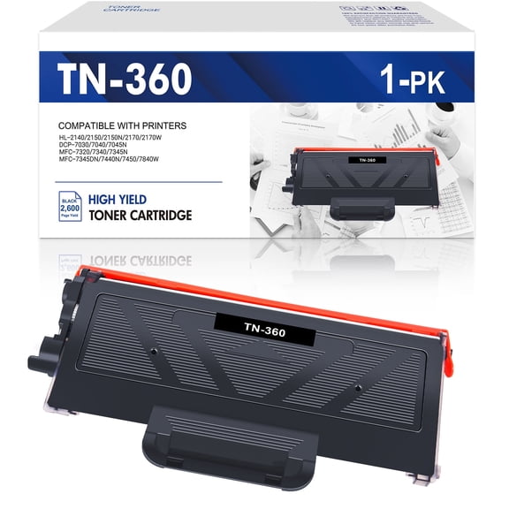 1-Pack TN360 Toner Cartridge Compatible for Brother TN360 TN330 TN-360 TN 360 DCP-7030 DCP-7040 MFC-7320 MFC-7340 7450 7840W HL-2140 HL-2150 HL-2170W Printer Ink Black