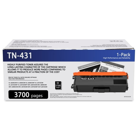 1 Pack TN431 Black High Yield Toner Cartridge TN-431 Compatible Replacement for Brother HL-L8260CDW L8360CDW MFC-L8900CDW L9570CDW Printer