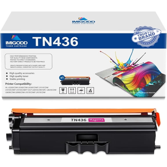 1-Pack TN436 Magenta Toner Cartridge Replacement for Brother 7,000 Pages with HL-L8260CDW L8360CDW L8360CDWT L9310CDW L9310CDWT L9310CDWTT DCP-L8410CDW MFC-L8610CDW L8690CDW L8900CDW L9570CDWT Printe