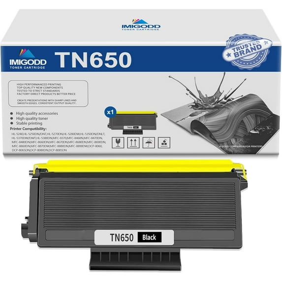 1-Pack TN650 Black Toner Cartridge Replacement for Brother High Capacity 9,000 Pages with HL-5240 5250DN/DNT 5270DN 5280DW 5350DN/DNLT 5370DW/DWT 5380DN MFC-8370 8460N 8470DN 8480DN 8660DN Printer