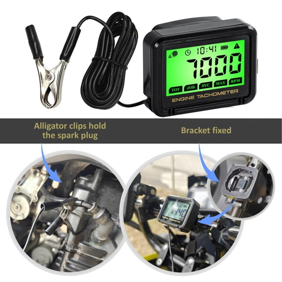 1 Pack Tachometer for Small Engines, RPM Hour Meter with LCD Display, 0-18000 RPM Range, for Chainsaw Lawn Mower Generator ATV Outboard Dirt Bike