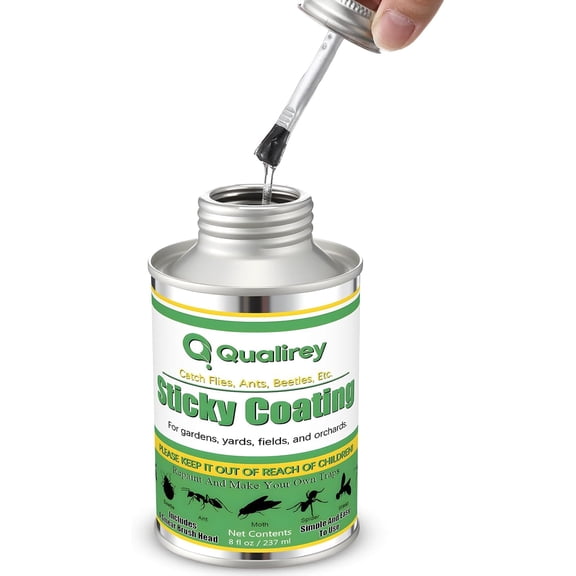 1 Pack Tangle Trap Sticky Coating with Brush, Insect Barrier Outdoor DIY Adhesive Traps Coating Lanternfly, Deerflies,for Gardens, Orchards and Around The Home to Protect Trees Plants (8 oz)