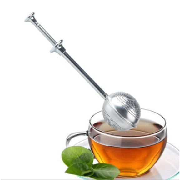 1 Pack Tea Infuser for Loose Tea Large Capacity Stainless Steel Tea Ball with Long Handle and Push Rod, Durable Tea Strainer TIKA