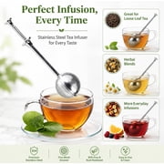 Tea Infuser for Loose Tea, Large Capacity Stainless Steel Tea Ball with Long Handle & Push Rod, Durable Tea Strainer, TIKA