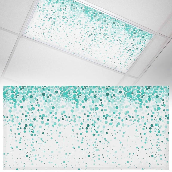 1 Pack Teal Polka Dot Fluorescent Light Covers for Ceiling Lights Watercolor Teal Gradient Abstract Modern Magnetic Ceiling Light Covers Overhead Light Filters for Office Classroom Home