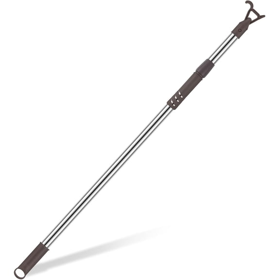 1 Pack Telescoping Skylight Pole with Hook 47 to 79 Inch Wand for Blinds Tension Rod Blinds Shades Stainless Steel Adjustable Curtain Pull Wand for Skylight Cordless Window (Brown)