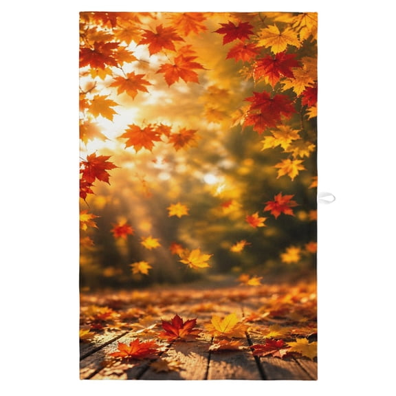 1 Pack Thanksgiving Kitchen Towels Fall Orange Yellow Red Maple Leaf Woodland Sunbeam Decorative Dish Towel Sets Absorbent Quick Dry Hand Cloths Tea Towels for Cooking Baking Farmhouse Gifts 18x28in