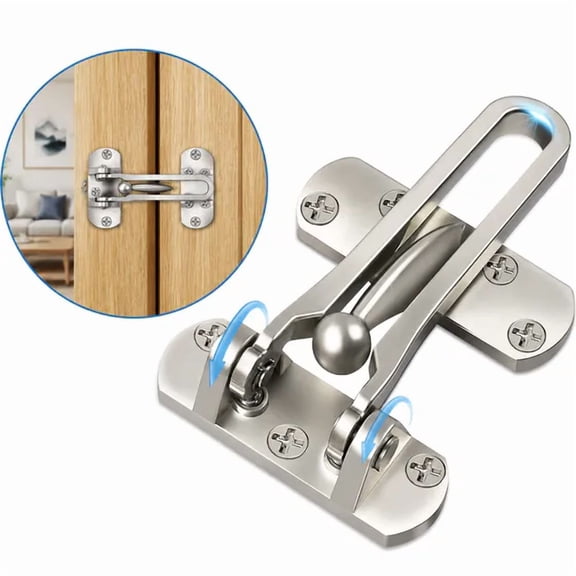 Door Latch, Reinforced Aluminum Alloy Swing Bar Security Lock for Home and Hotel, 1 Pack
