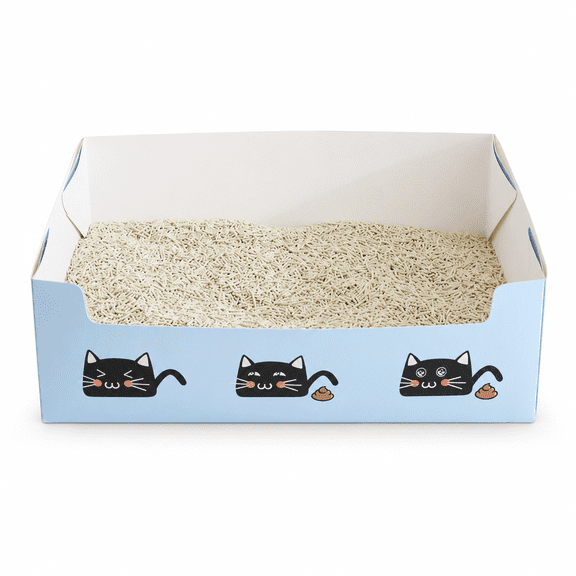 1-Pack Thickened Disposable Cat Litter Box with Scoop, Portable Foldable Travel Litter Tray for Cats