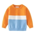 thumbnail image 1 of 1-Pack Toddler Boys Sweaters, SILVERCELL 2-7T Little Boy Crewneck Knitted Sweatshirts Pullover Tops, Orange, 1 of 8