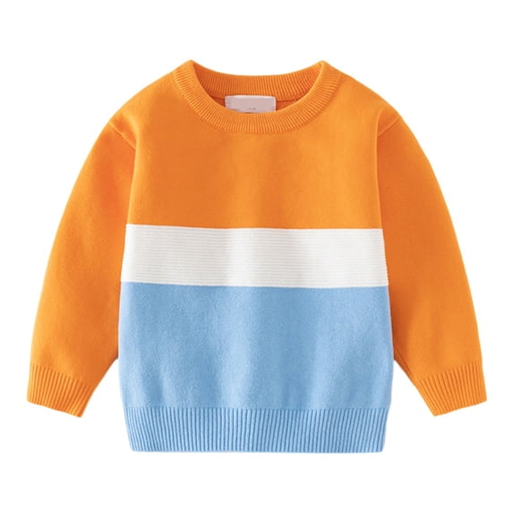 1-Pack Toddler Boys Sweaters, SILVERCELL 2-7T Little Boy Crewneck Knitted Sweatshirts Pullover Tops, Orange