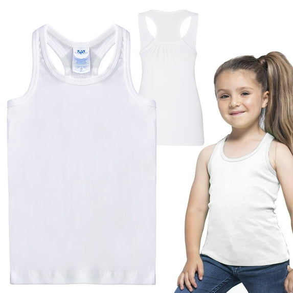 1 Pack Toddler Tank Tops Girls White Tank Top Pack Racerback Kids Tank Tops Undershirt for Dance, Gymnastics Clothes For Girls