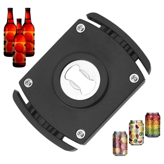 1 Pack Topless Can Opener and Bottle Opener, Smooth Edge Go Swing Lid Remover, Handheld Manual Can Opener for 8-19 oz Aluminum Cans, Kitchen and Bar Tool (Black)