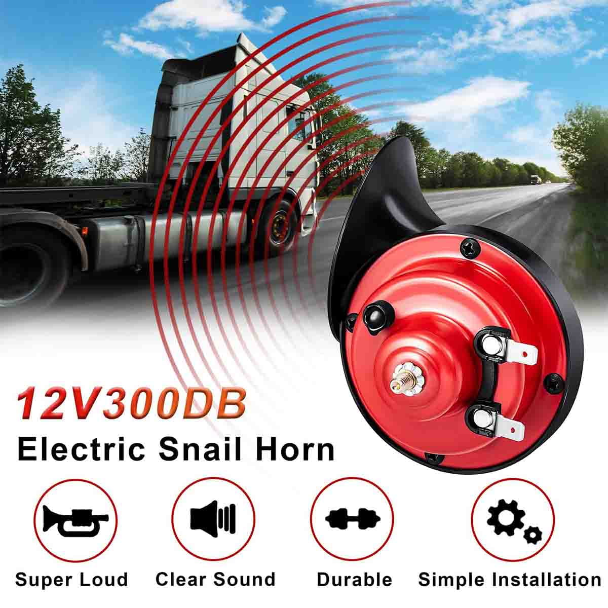 1 Pack Train Horns for Trucks 300DB Loud Air Electric Snail Horn,12V ...