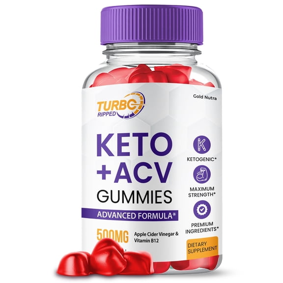 (1 Pack) Turbo Ripped Keto ACV Gummies, Turbo Ripped Keto + ACV Gummies, Max Strength Supplement for Men and Women