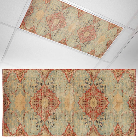 1 Pack Turkish Boho Fluorescent Light Covers for Ceiling Lights Wallpaper Murals Retro Medieval Magnetic Ceiling Light Covers Overhead Light Filters for Office Classroom Home