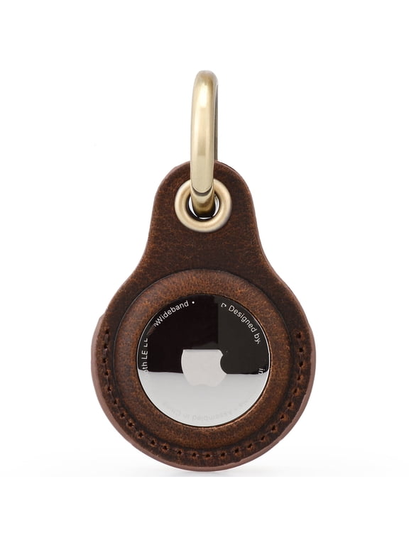 1 Pack Tuskd Land for Apple AirTag Leather Key Ring - Coffee