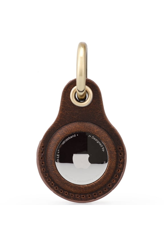 1 Pack Tuskd Land for Apple AirTag Leather Key Ring - Coffee