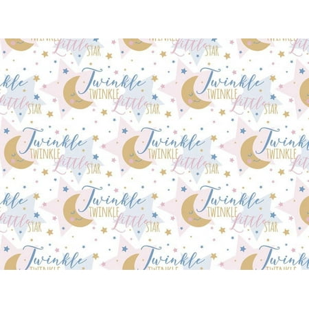 1 Pack, Twinkle Little Star Wrapping Paper 24"x417' Counter Roll for Party, Holiday & Events, Made in USA