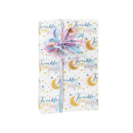 1 Pack, Twinkle Little Star Wrapping Paper 24"x85' Cutter Roll for Party, Holiday & Events, Made in USA