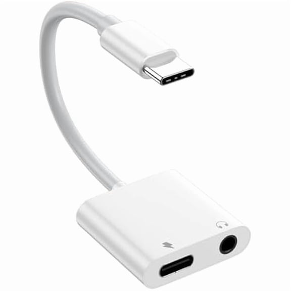 1 Pack USB C to 3.5mm Headphone and Charger Adapter,2 in 1 USB C to Aux Audio Jack with PD 60W Fast Charging Dongle Cable Cord for iPhone 16/15 Plus Pro Max,Galaxy/Note, iPad Pro,Pixel,MacBook