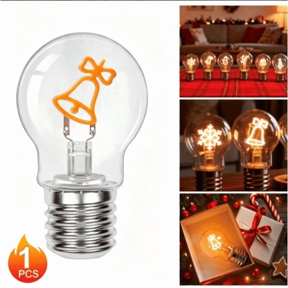 1 Pack LED Bell Light Bulb, Battery Operated No Plug-in, Warm White, for Christmas Tree, Window, Indoor Desktop & Holiday Decoration Night Light