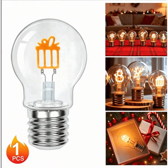1 Pack LED Gift Light Bulb, Battery Operated No Plug-in, Warm White, for Christmas Tree, Window, Indoor Desktop & Holiday Decoration Night Light.