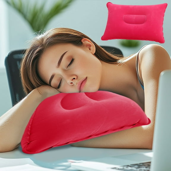 1 Pack Ultralight Inflatable Pillow Small Squared Flocked Fabric Air Pillow for Beach Hiking,Camping,Traveling,Napping,Desk Rest,Neck &Lumbar Support