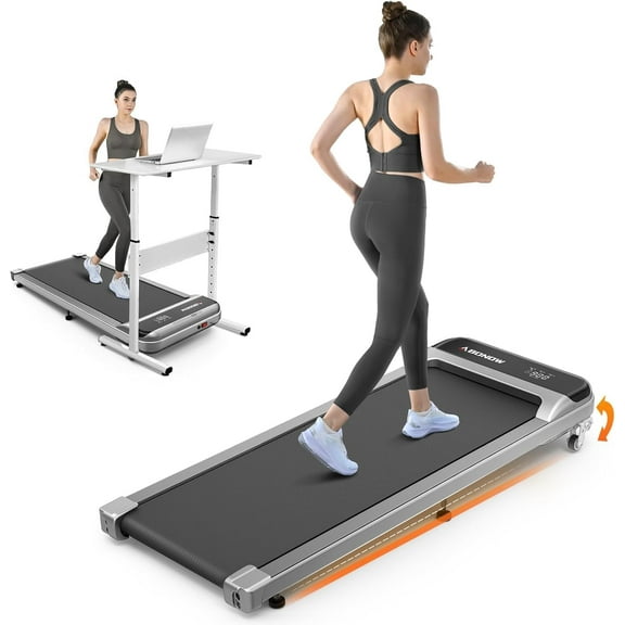 1-Pack Under-Desk Walking Pad with 5% Incline for Home/Office – 2.5 HP Silver Alloy Frame