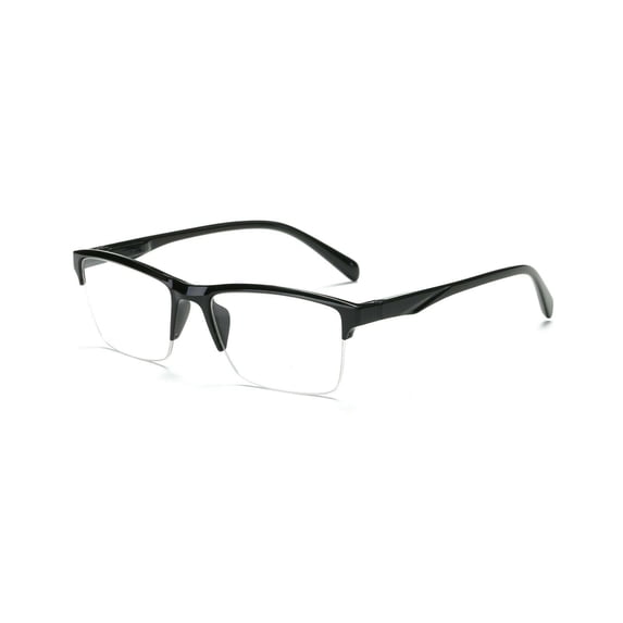 1 Pair Men's Square Half Frame Reading Glasses With Spring Hinge - Fashion Readers, Clear Lens