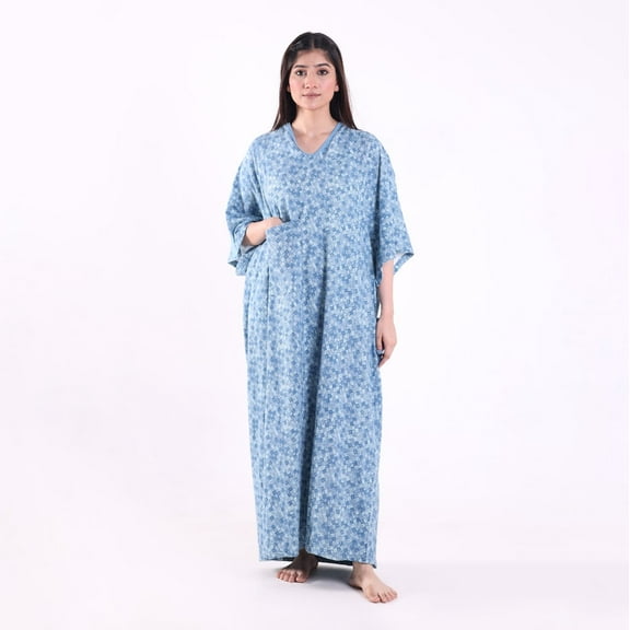 1-Pack Unisex Hospital Gown, Blue Patient Gown with Back Ties, One Size Fits All