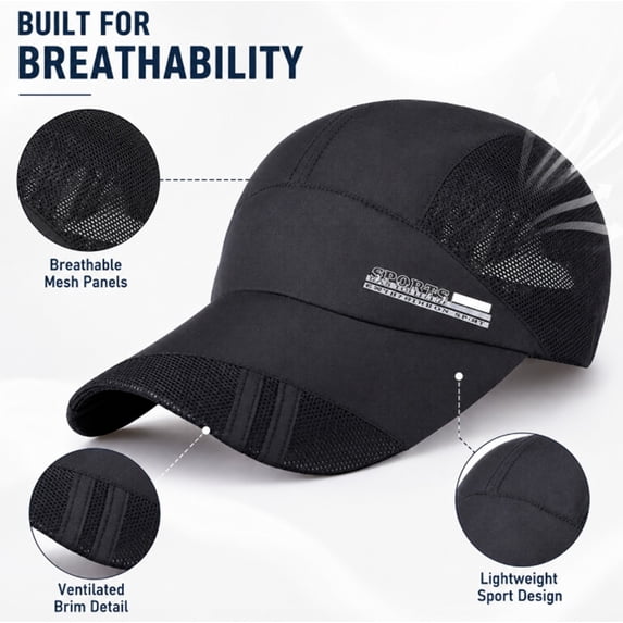 Unisex Mesh Baseball Cap, Adjustable Sports Hat for Running, Golf, Fishing and Outdoor Wear, TIKA
