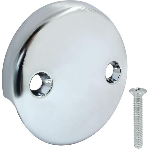 1 Pack Universal Bathtub Overflow Drain Face Plate, Chrome Replacement Overflow Plate 2 Hole Tub Drain, Matching Screws for Bathtub Plumbing Professionals