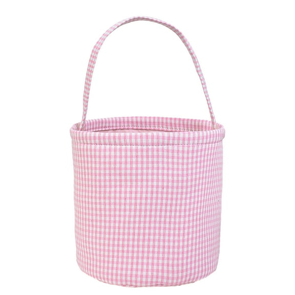 1 Pack Utility Canvas Tote Basket All Purpose Canvas Bucket Bag with Reinforced Bottom, Foldable Tool Organizer with Durable Handle for Storing Work Accessory & Vegetables(Pink,9x9x9.5")
